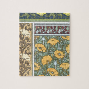 Vintage florale Jugendstil Mohn Blume Puzzle