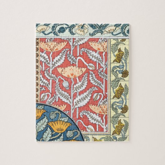 Vintage florale Jugendstil Mohn Blume Puzzle (Vertikal)