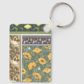 Vintage florale Jugendstil Mohn Blume Schlüsselanhänger (Rückseite)