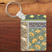 Vintage florale Jugendstil Mohn Blume Schlüsselanhänger (Vorderseite)