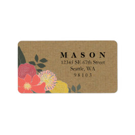 Vintage florale Kraft Rücksendeadresse Adressaufkleber