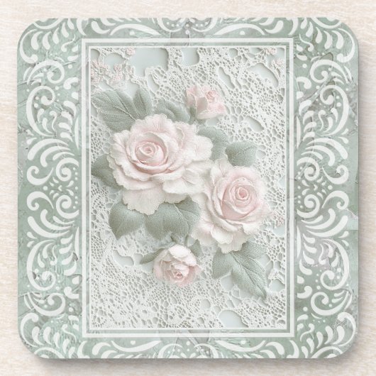 Vintage florale Kunst Getränkeuntersetzer (Vorderseite)