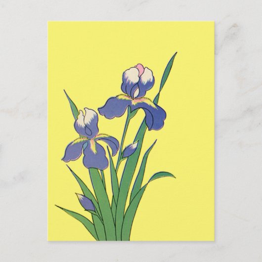 Vintage florale, Lila Frühjahrsgärten Iris-Blume Postkarte (Vorderseite)