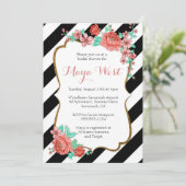 Vintage Florale mit Einladungen zum Glitzer (Stehend Vorderseite)