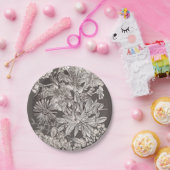 Vintage florale Moderne Elfenbein & Grau Rustikale Pappteller (Party)