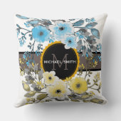 Vintage florale Moderne Monogramm #6 Kissen (Rückseite)