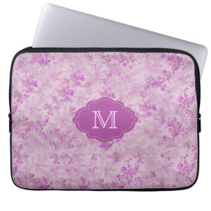 Vintage florale Monogramm-Fall, Schatten Lila Laptopschutzhülle