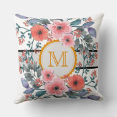 Vintage florale Monogramm Kissen (Rückseite)