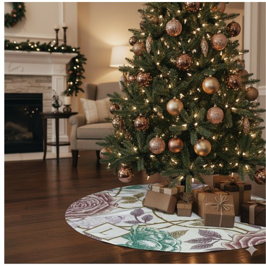 Vintage florale Monogramm Polyester Weihnachtsbaumdecke