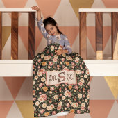 Vintage florale Monogramm Rosa Rose Fleecedecke