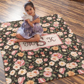 Vintage florale Monogramm Rosa Rose Fleecedecke