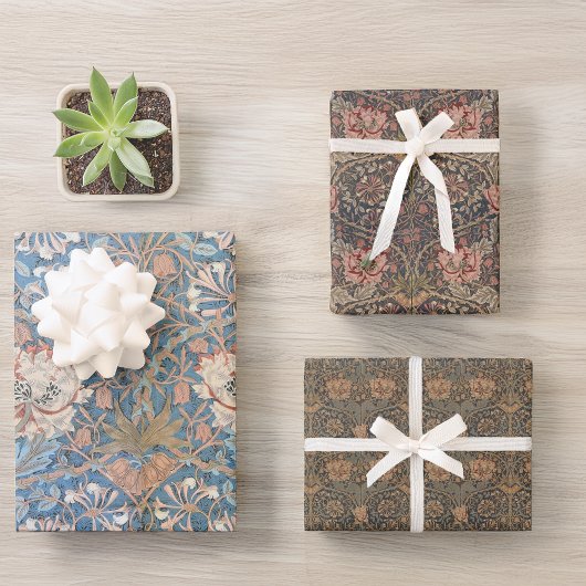Vintage florale Morris Muster Honeysuckle Blume Geschenkpapier Set