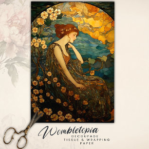 Vintage florale Mosaik Moonlit Gold Lady Decoupage Seidenpapier