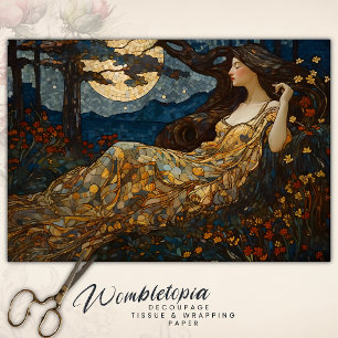 Vintage florale Mosaik Moonlit Gold Lady Decoupage Seidenpapier