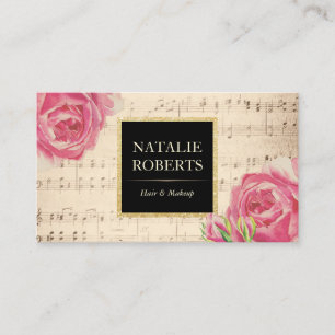 Vintage florale Musiknote Makeup Artist Friseur Sa Visitenkarte