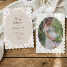 Vintage Florale Neutrale Cremefarbene Baby-Party-E