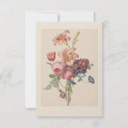 Vintage florale niederländische feine Kunst Aquare Dankeskarte