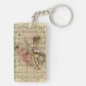 Vintage florale Noten Saxophon Schlüsselanhänger (Rückseite)