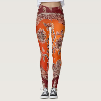 Vintage florale Orange Flame Red AI Kunst Leggings