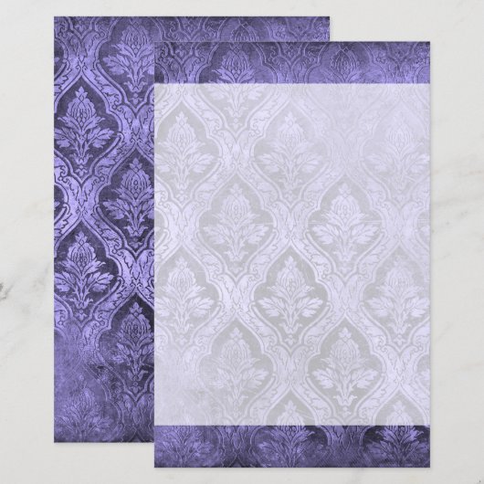 Vintage, florale Papierstative - Lila (Vorne/Hinten)