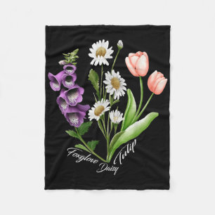Vintage florale Pflanze Foxglove Daisy Tulip Blume Fleecedecke