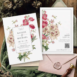 Vintage Florale Romantische Garten Botanische Hoch Einladung