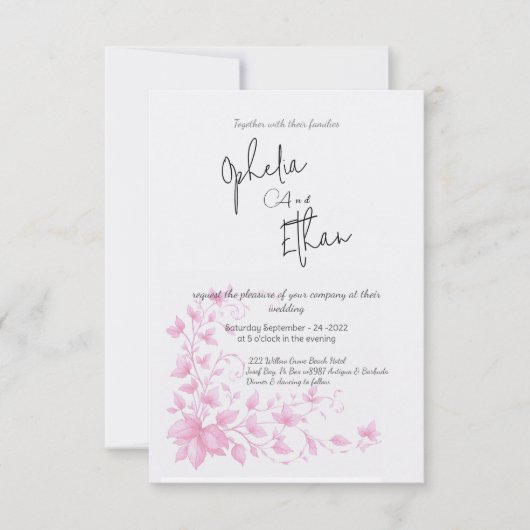 Vintage florale Romantische Hochzeit Einladung (Vorderseite)