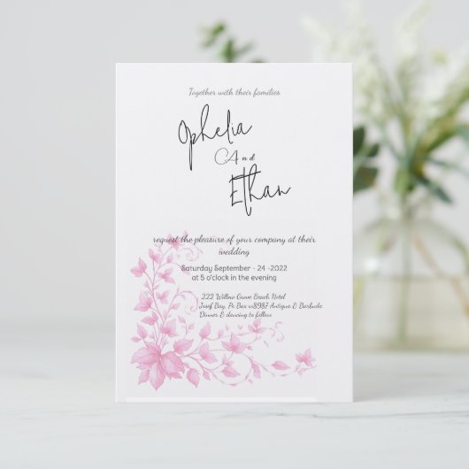 Vintage florale Romantische Hochzeit Einladung (Stehend Vorderseite)