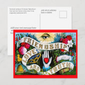 Vintage florale Romantische Valentine Liebe Freund Postkarte (Vorne/Hinten)