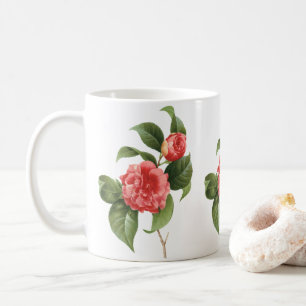 Vintage florale, rosa Kamelien Blume von Redoute Kaffeetasse