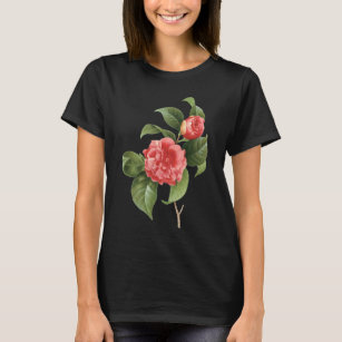 Vintage florale, rosa Kamelien Blume von Redoute T-Shirt