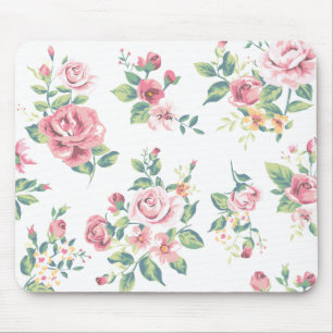 Vintage Florale Rosa Rosen Blumen Liebe Mousepad
