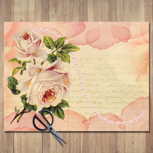 Vintage florale Rose Antike Handschrift Dekoupage Seidenpapier