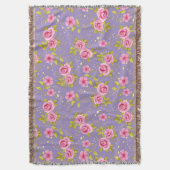 Vintage florale Rose Rosa Lila Muster Decke (Vorderseite Vertikal)