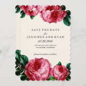 Vintage florale Rose Save the Date (Vorne/Hinten)