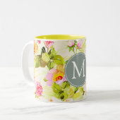 Vintage florale Rose Tasse (Vorderseite Links)