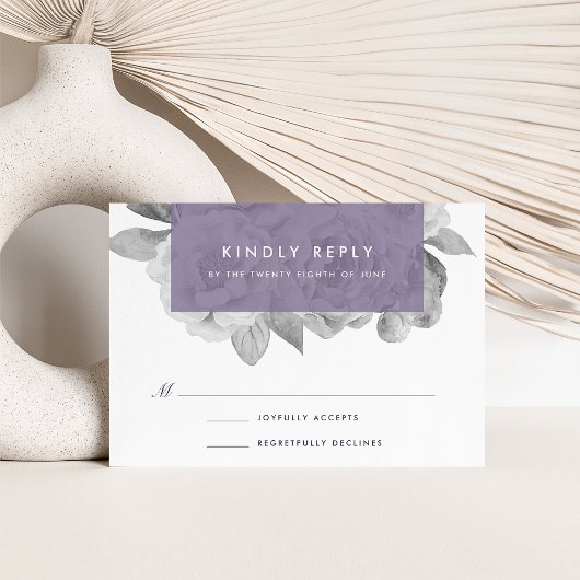 Vintage florale RSVP-Karte | Violett RSVP Karte