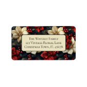 Vintage florale Rücksendeadresse Adressaufkleber (Vorne)