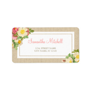 Vintage florale Rustikale Adressetiketten