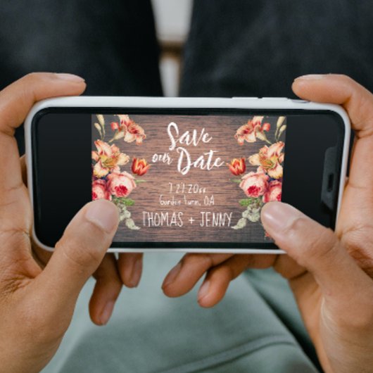 Vintage florale Rustikale Bauernstall Rettete unse Einladung