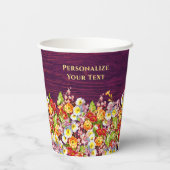 Vintage florale rustikale Primrose Burgundy Weddin Pappbecher (Rückseite)