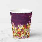 Vintage florale rustikale Primrose Burgundy Weddin Pappbecher (Rechts)