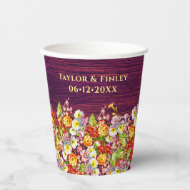 Vintage florale rustikale Primrose Burgundy Weddin Pappbecher