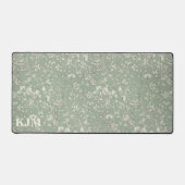 Vintage florale Sage Green Monogram Schreibtischunterlage (Vorderseite)