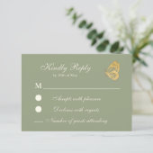 Vintage florale Sage und creme RSVP Card (Stehend Vorderseite)
