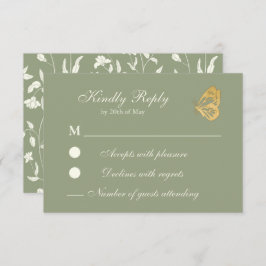 Vintage florale Sage und creme RSVP Card