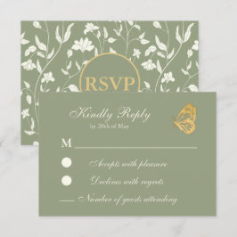 Vintage florale Sage und creme RSVP Card Karte