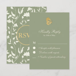 Vintage florale Sage und creme RSVP Card Karte