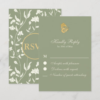 Vintage florale Sage und creme RSVP Card Karte