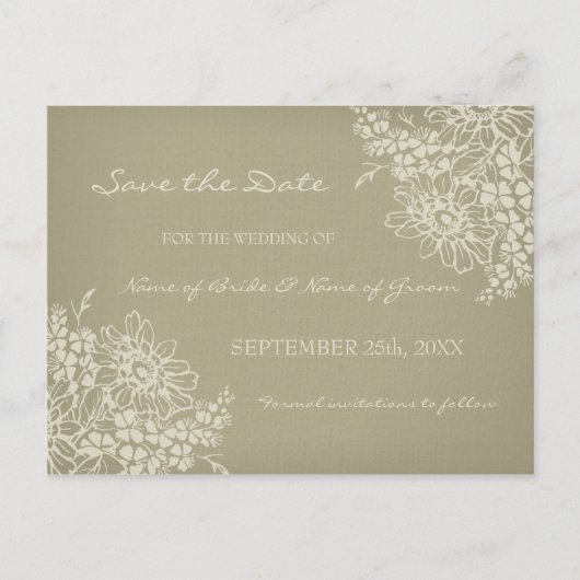 Vintage florale Save the Date Hochzeitskarten Ankündigungspostkarte (Vorderseite)